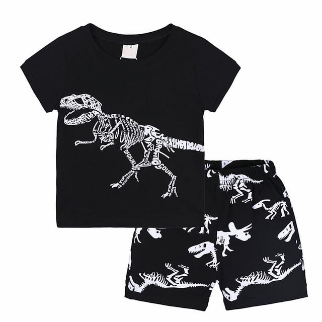 MIASHUI Ensemble Deux Pièces Garçon Été Imprimé Dinosaure T-Shirt et Short Décontracté pour Activités Extérieures