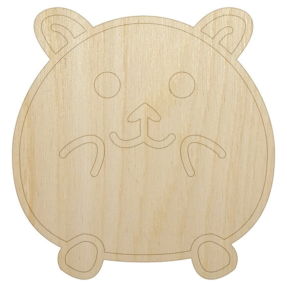 Happy Hamster Wood Shape Unfinished Piece Cutout Craft DIY Projects - 4.70 Inch Size - 1/8 Inch Thick