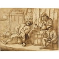 thumbnail image 3 of Adriaen van Ostade 24x19 Black Modern Framed Museum Art Print Titled - Peasants Drinking in a Tavern (Early 1640s), 3 of 5