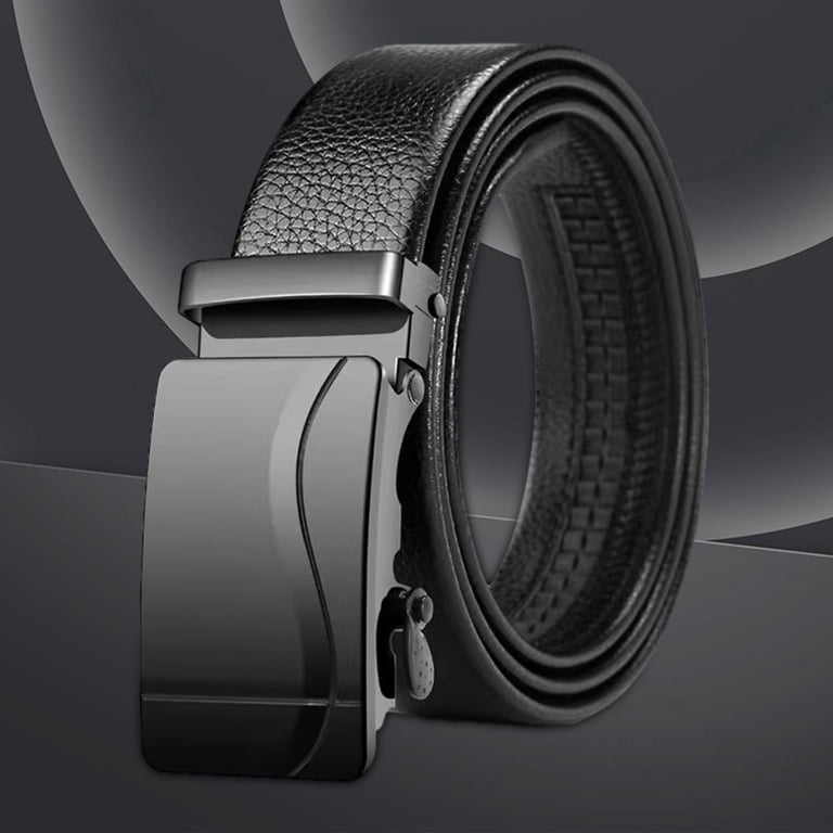 Faux Leather Automatic Buckle Dress Belt for Business Formal Occasions Milageto 2xAutomatic Buckle Belt Business Belt for Men main image 4