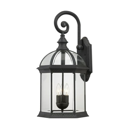 Satco Boxwood Textured Black Traditional Outdoor w/ 3 Light 60W