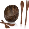 thumbnail image 1 of Coconut Bowl Coconut Shell Rice Bowl Sugar Water Light Container Fruit Milkshake Salad Vegan Smoothie Bowls & Acai Bowl WoodenTableware Coconut Spoon Fork, 1 of 7