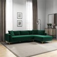 thumbnail image 2 of Mila Green Velvet Modern Living Room Corner Sectional Couch, 2 of 6