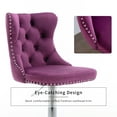 thumbnail image 5 of ODUSE-DAILY Violet Velvet Bar Stools Set of 4 - Adjustable Swivel Purple Counter Height Chairs with Tufted Back and Nailhead Trim for Kitchen Island (Purple, Chrome Metal, 4 Pcs), 5 of 10