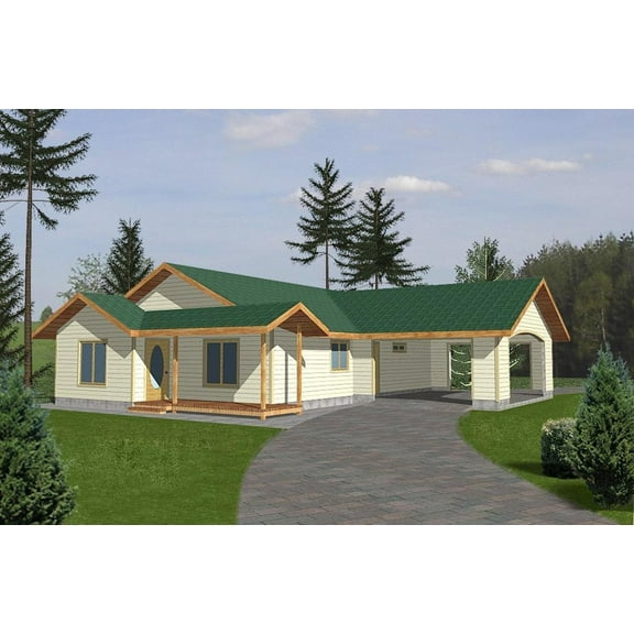 001-3135: Ranch Craftsman 3 Bed, 2 Bath Luxury Home Plan, 1428 Sq Ft: Full Blueprints with License to Build by Home Plan Marketplace - Lesuto