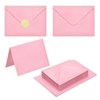 Uxcell 20 Pack Pink 4x6 Envelopes with Cards, V Flap A6 Envelopes with Gold Stickers for Greeting Cards and Invitations