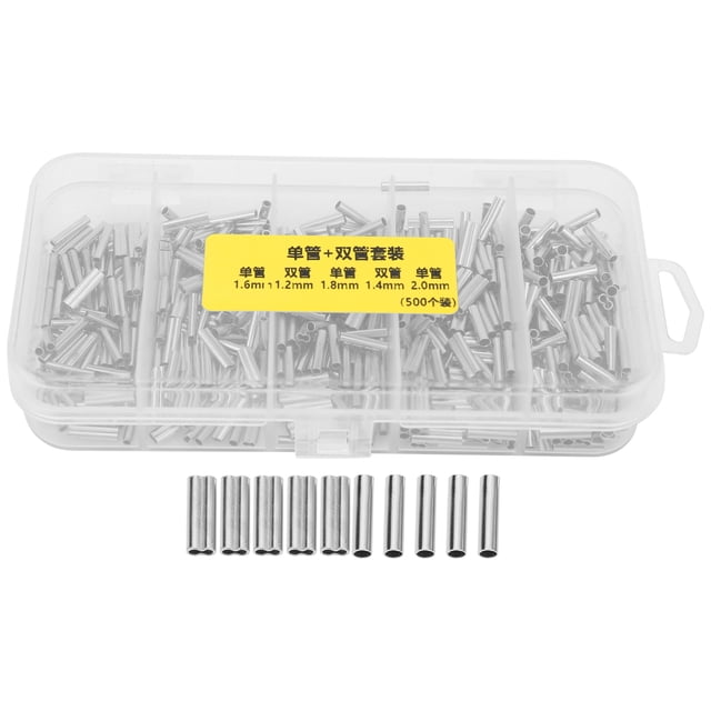 Copper Tube Connector Line Tube,500PCS Single Double Barrel Double Single Mixed Copper Tubes Double Single Steel Wire Clip Tube True to Its Promise