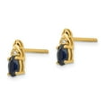 thumbnail image 2 of 14K Yellow Gold Earring Birthstone (09) September Women'S Sapphire Oval Blue Diamond Round 9 mm 4, 2 of 3