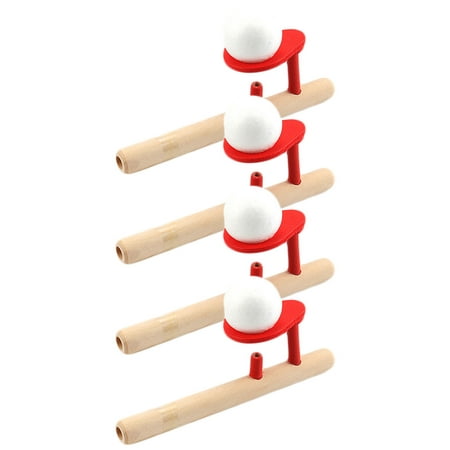 

floating ball toy 4pcs Floating Blow Pipe Balls Toys Funny Wooden Balance Blowing Toys for Kids Children