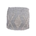 thumbnail image 4 of DeeHome Diamond Large Handcrafted Faux Yarn Pouf, Ivory and Grey, 4 of 6