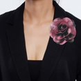 thumbnail image 2 of Satin Fabric Rose Flower Brooch for Women 5.5in Oversized Camellia Corsage Elegant Floral Boutonniere for Wedding Party Dance Banquet Ceremony Dress Accessory Handmade Jewelry, 2 of 12