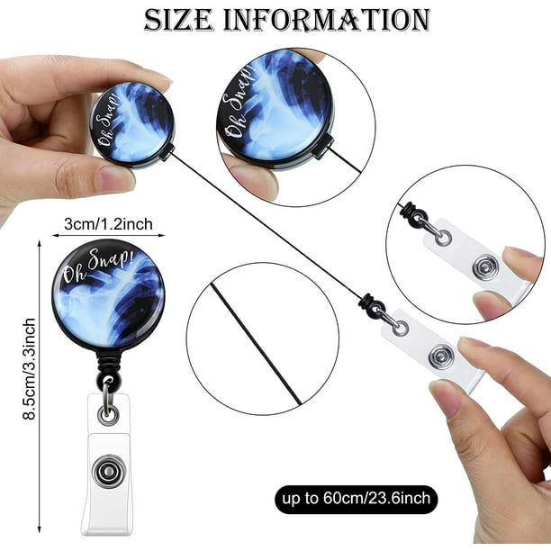 3 Pieces X-ray Retractable ID Badge Reel Oh Snap X-Ray Badge Reel