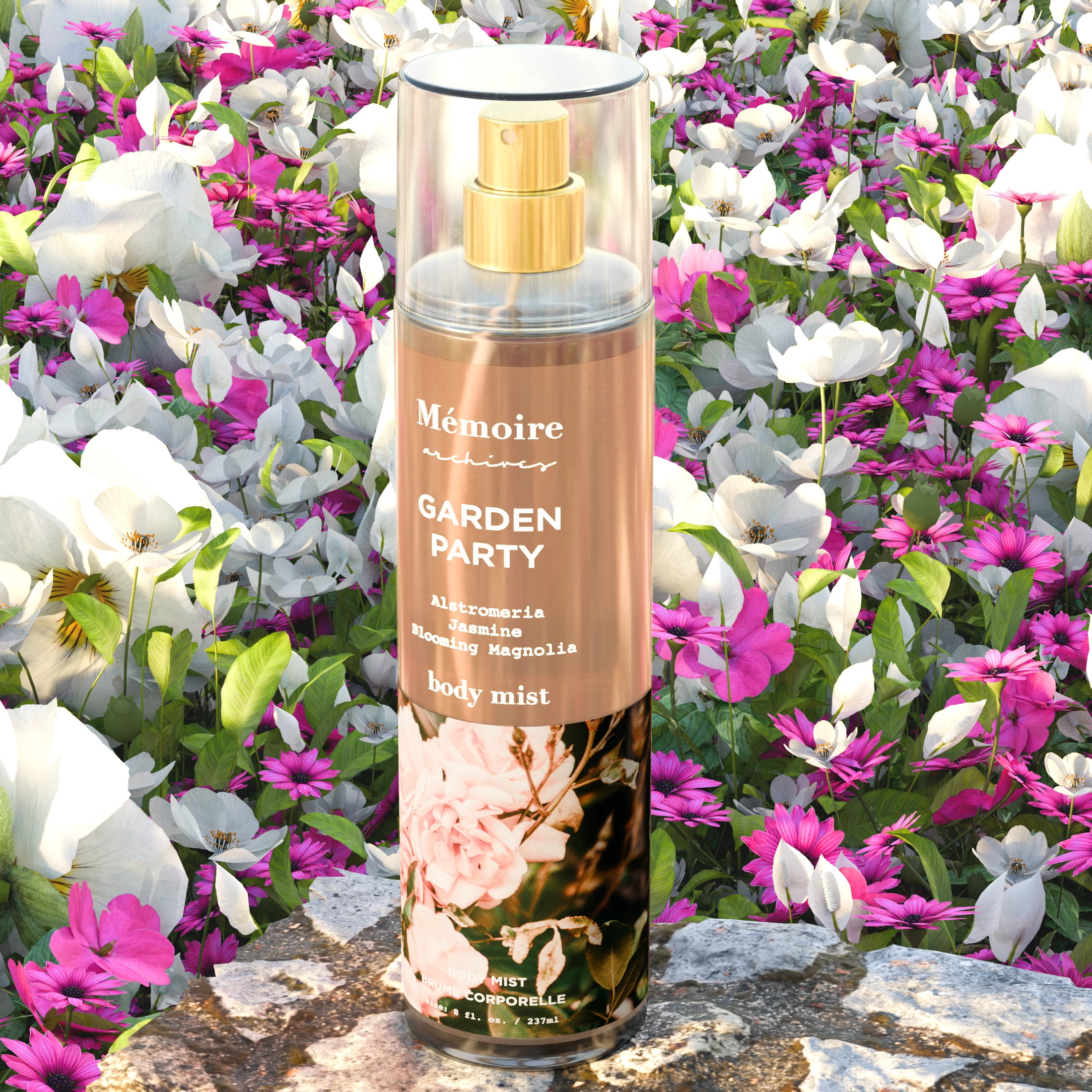 Memoire Garden Party Body Mist for Women, 8 fl oz, Floral Fragrance with Alstroemeria, Jasmine & Magnolia Notes