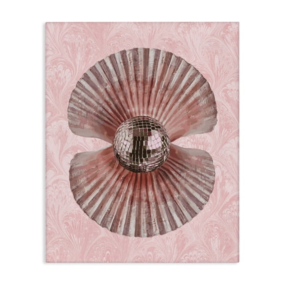 Stupell Industries Art Deco Disco Ball Clam Pearl Canvas Art, 16 x 20, by Lil' Rue