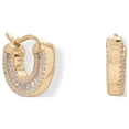thumbnail image 2 of Women's 14 Karat Gold Plated Baguette CZ Click Hoop Earrings, 2 of 2