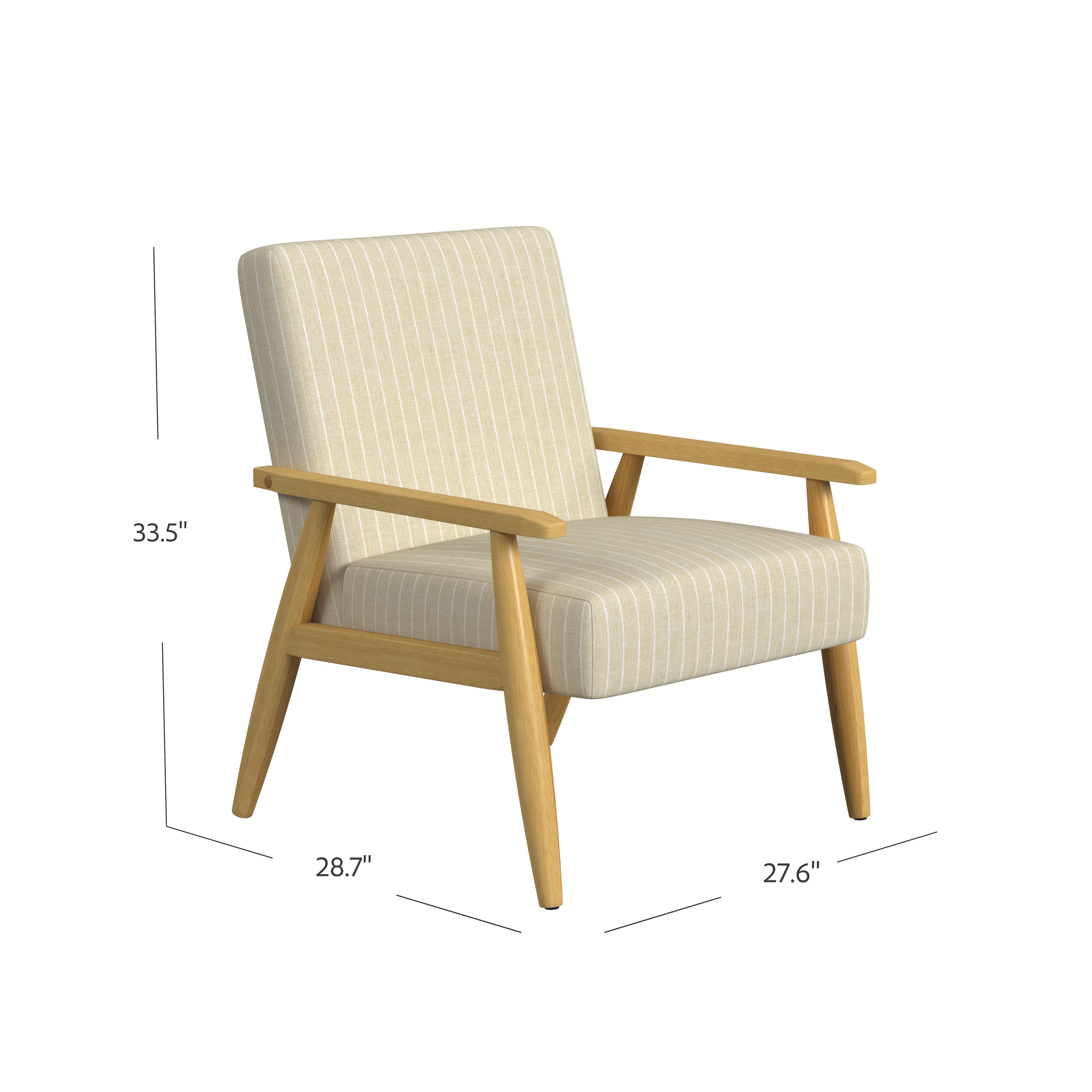 HomePop Mid-Century Wood Frame Arm Accent Chair, Beige Stripe