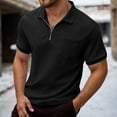 thumbnail image 2 of Polo T Shirts for Men Short Sleeve Quarter Zip Polo Tees Slim Fit Black Mens Pullover Shirts, 2 of 5