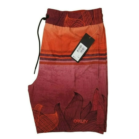 Men's Oakley Beach Short Flower Striped Sundried Tomato 18 Inches - Size L