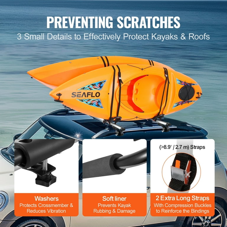 Free Shipping SKYSHALO 2 Pair Kayak Soft Roof Racks for Kayak Surfboard Car SUV Walmart