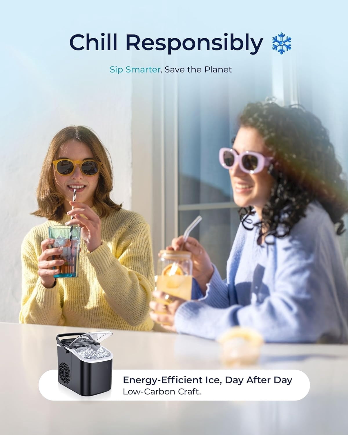 26 Lbs. Daily Production Bullet Clear Ice Portable Ice Maker  With Handle,Self-Cleaning