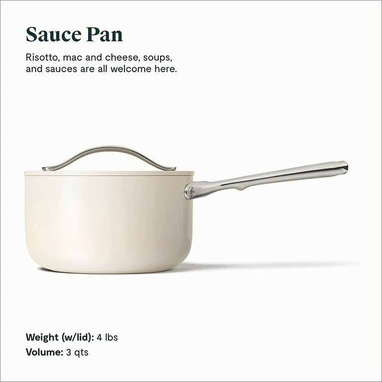 Caraway Nonstick Ceramic Sauce Pan with Lid (3 qt) - Non Toxic