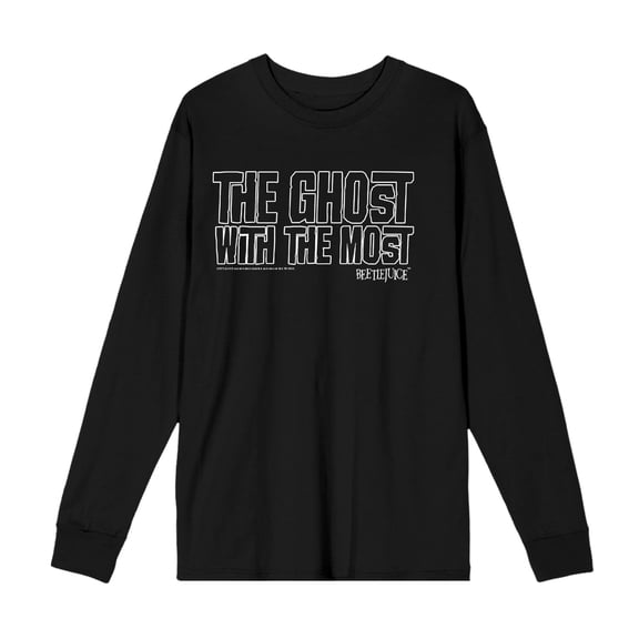 Beetlejuice Ghost With The Most Adult Black Crew Neck Long Sleeve Tee-Medium
