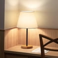 thumbnail image 5 of Haitral Black Bedside Lamp with Wood Base Fabric Shade Set of 2, 5 of 7