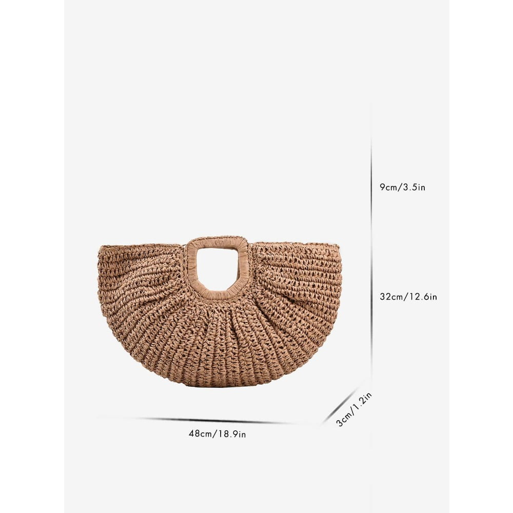 Oversized No-Closure Double Handle,Bag,Perfect For Summer Travel,Summer,Women Bags Straw Purse, Straw Beach Bag, Beach Necessities, Beach Stuff & Summer Essentials, Wicker Bag