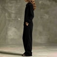thumbnail image 5 of Women's Y2K Retro Velvet Zip Front Jumpsuits Stand Collar Long Sleeve Wide Leg Flowy Pants Romper with Pockets Loungewear Street Outfit Black, 5 of 8