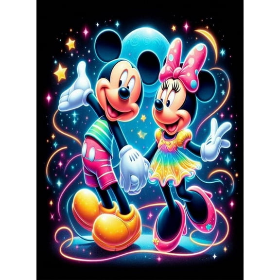 Mickey and Minnie Diamond Art Painting Kits - Full Drill Diamond Dots Paintings for Beginners, Round 5D Paint with Diamonds Pictures Gem DIY Adult Crafts 12x16inch
