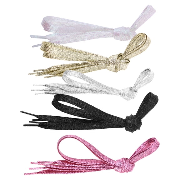 Luxshiny 5-Pack Assorted Metallic Glitter Flat Pearlescent Replacement Laces for Shoes