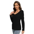thumbnail image 3 of Women Shirts V Neck Long Sleeve Tops T-Shirt Basic Tees, 3 of 4