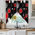 thumbnail image 4 of Abstract Black Kitchen Window Curtains, Swag Curtains Valance for Bedroom Living Room Bathroom, Modern Geometric Red Grey White Circle Rod Pocket Window Curtain Block Drapes 2 Panels 36"x45", 4 of 9