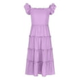 thumbnail image 3 of Mgmyaa Girl's Summer Dresses Ruffle Sleeve Tiered Swing Midi Casual A-Line Twirly School Sundress Size 3-13 Years, 3 of 6