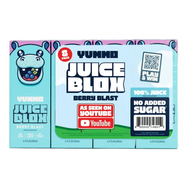 JuiceBlox Yummo Berry Blast Juice, 100 Fruit Juice, 6.75 fl oz, 8