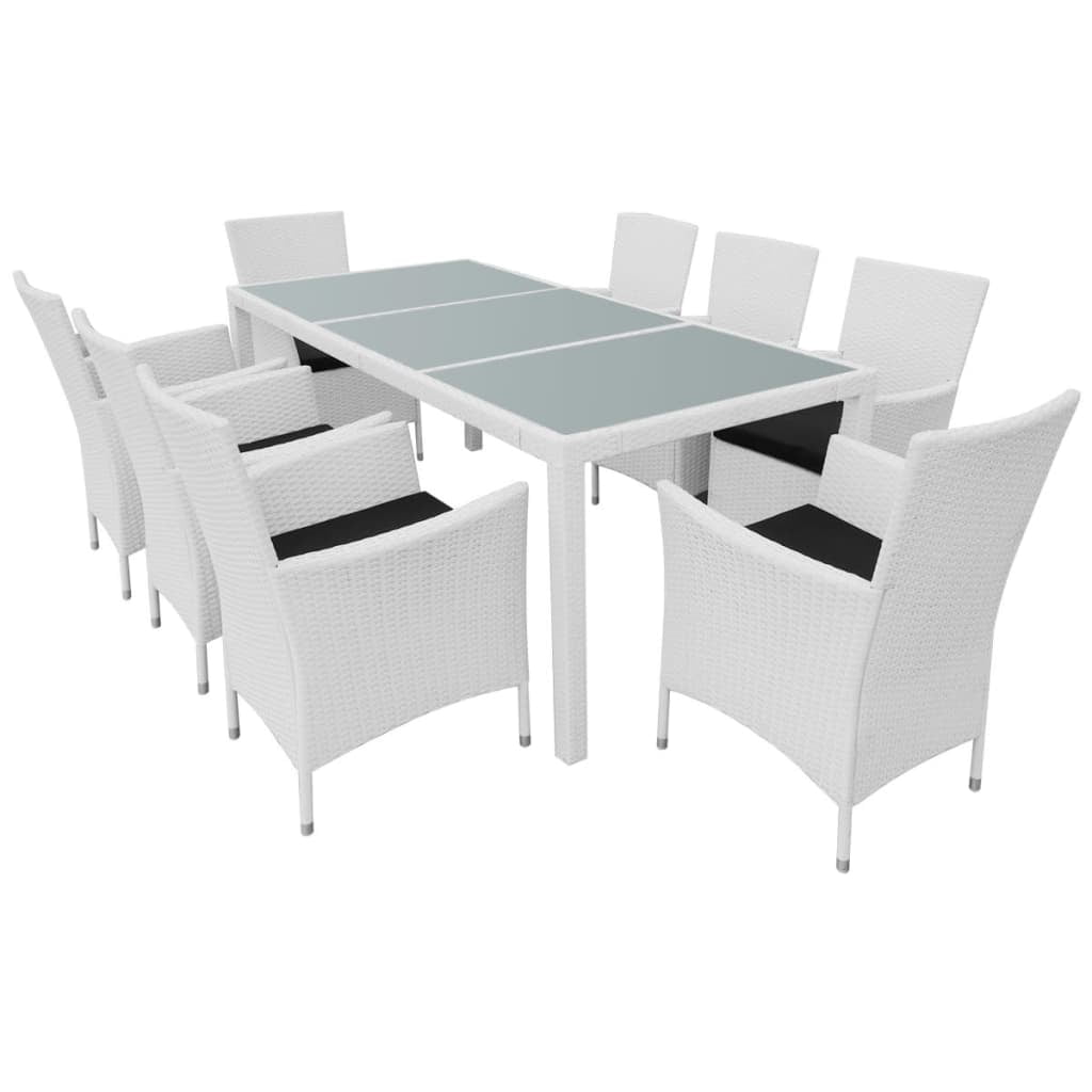 Kepooman 9 Pcs Garden Patio Wicker Dinng Table Set with Cushions, White Kepooman 9 Pcs Garden Patio Wicker Dinng Table Set with Cushions, White