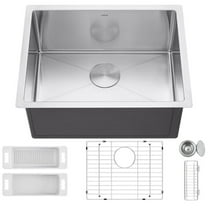 Zuhne Modena 23 Inch Undermount Deep Single Bowl 16 Gauge Stainless Steel Kitchen Sink