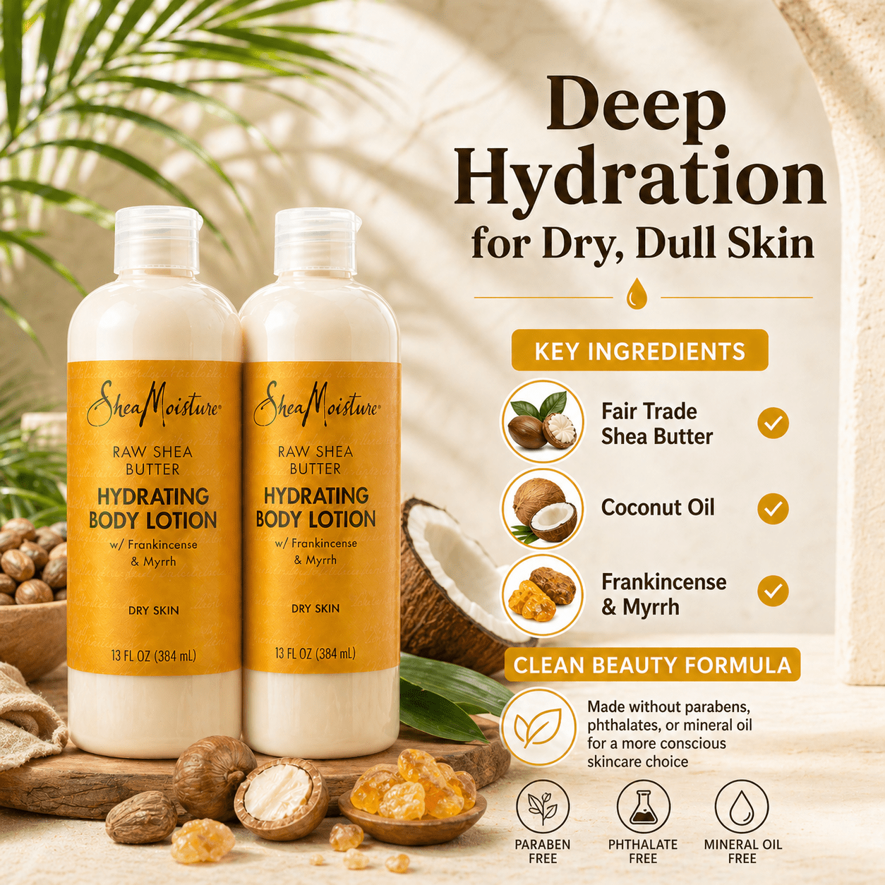 Sheamoisture Raw Shea Butter Hydrating Body Lotion 13 Oz (2 Pack)