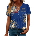 thumbnail image 2 of LWavelet Fourth of July Shirts for Women Short Sleeve Tops V-Neck Casual Patriotic Floral Butterfly Graphic Tee Dark Blue 2XL, 2 of 7