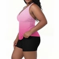 thumbnail image 7 of Women's Plus Size 2 Piece Swimsuit V Neck Sleeveless Gradient Print Tank Tops High Waist Shorts Modest Swimwear (3XL, Pink), 7 of 7