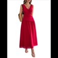 thumbnail image 1 of Vestido Informal de Verano Sin Mangas para Mujer, con Escote en V, Arrugas y Espalda Descubierta, para Fiesta Rojo L, 1 of 7
