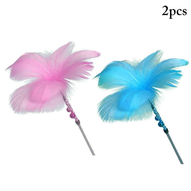 2PCS Cat Feather Teaser Interactive Belle Chat Jouet Interactif Chat Teaser Baguette