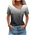 thumbnail image 2 of ALLLIST Womens Tops Plus Size Black Short Sleeve Button V-Neck Solid T-Shirts Womens Shirts Clearance L, 2 of 5