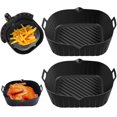 thumbnail image 3 of 2 ollas de silicona para freidora de aire con asa, forro reutilizable para freidora de aire resistente al calor, cesta de silicona para freidora de aire, bandeja cuadrada para hornear de 6,9 pulgadas,, 3 of 11