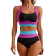 thumbnail image 2 of Tankini de moda para mujer, sin mangas, patchwork, bikini, traje de baño push-up, acolchado, conjuntos de blusa, traje de baño de dos piezas para mujer, trajes de baño tankini para mujer, traje de bañ, 2 of 6