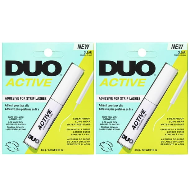 Pegamento para pestañas DUO Active Clear, resistente al agua, 4,6 g, paquete de 2