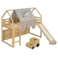 thumbnail image 6 of Newest Twin Loft Bed with House-Shaped Frame and Tent, Wooden with Slide and Ladder for Small Bedroom, Natural, 6 of 13