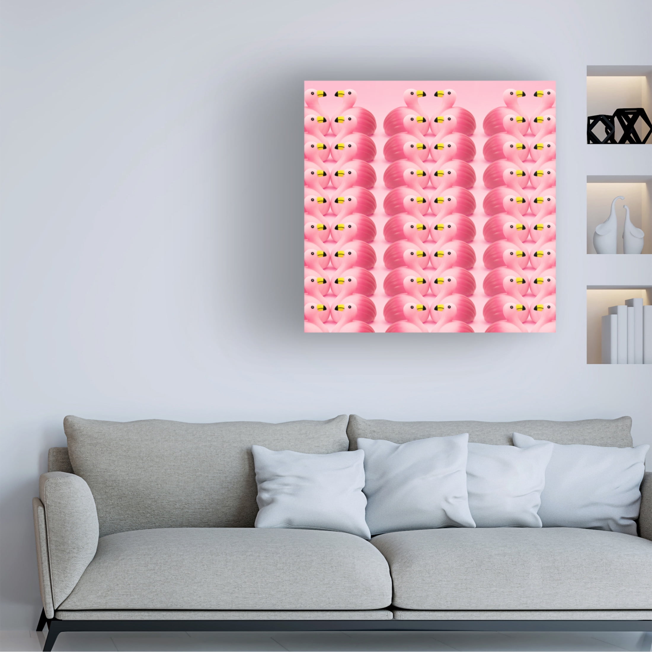 Canvas Wall Art - Julia Ramiro 'Flamencos.5' Wall Art for Living Room, Bedroom, or Office Décor by Trademark Fine Art - 18 x 18 Inches