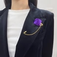 thumbnail image 2 of Fashion Men Rose Flower Lapel Stick Brooch Pin Satin Tassel Chain Dangling Handmade Boutonniere Pins for Suit Collar Men’s Wedding Groom Groomsman Floral Tuxedo Corsage Accessory Husband Father, 2 of 12