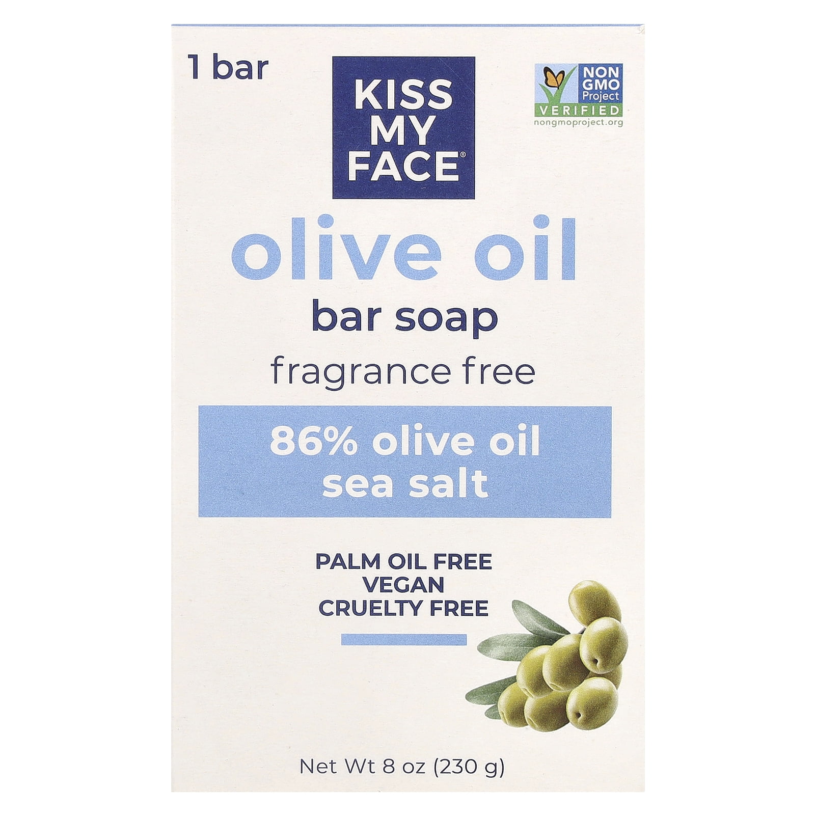 Kiss My Face Olive Oil Soap, Fragrance Free, 8 oz (230 g)